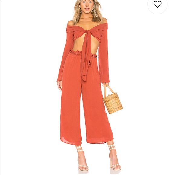 MAJORELLE Pants - Majorelle burnt orange SET - crop top and flowy pants